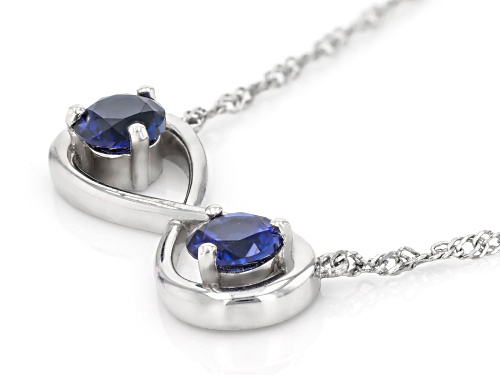 1.14ctw Lab Created Blue Sapphire Rhodium Over Sterling Silver Pendant with Chain