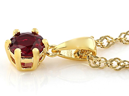 .47ct Red Lab Created Ruby 18k Yellow Gold Over Silver Pendant With Chain