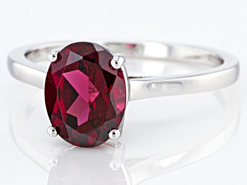 2.13ct Oval Raspberry Color Rhodolite Rhodium Over Sterling Silver Solitaire Ring - Size 8