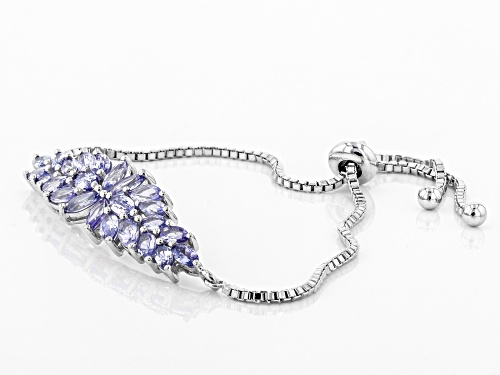 4.25ctw marquise tanzanite adjustable rhodium over sterling silver bolo bracelet