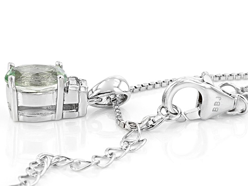 1.00ct Oval Brazilian Amblygonite And .12ctw Baguette White Zircon Silver Pendant With Chain