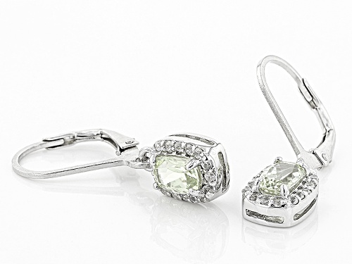 .85ctw Rectangular Cushion Amblygonite  With .22ctw Round White Zircon Sterling Silver Earrings