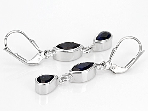 1.82ctw Marquise And Pear Shape Iolite Sterling Silver Dangle Earrings