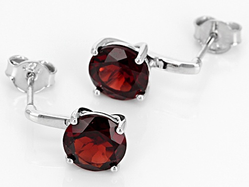 3.81ctw Round Vermelho Garnet™ Sterling Silver Solitaire Earrings