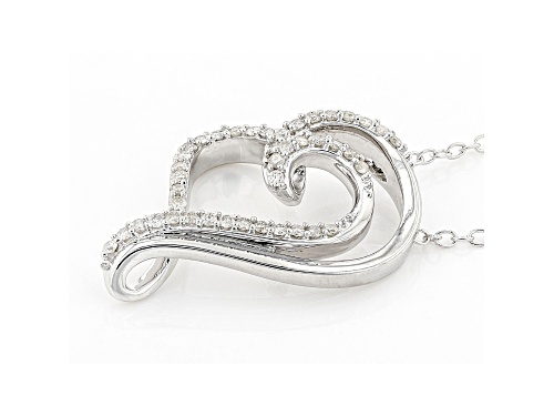 0.25ctw Round White Diamond Rhodium Over Sterling Silver Silver Heart Necklace - Size 16