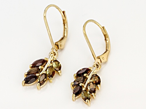 1.44ctw Marquise Andalusite 18k Yellow Gold Over Silver Cluster Earrings