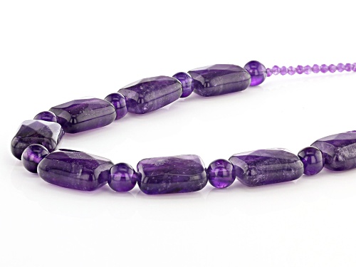 67.15CTW AFRICAN AMETHYST RHODIUM OVER STERLING SILVER NECKLACE - Size 18