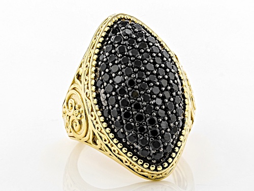 1.55ctw Round Black Spinel 18k Yellow Gold Over Sterling Silver Ring - Size 8