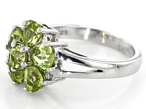 2.17CTW ROUND AND HEART SHAPE MANCHURIAN PERIDOT(TM) RHODIUM OVER STERLING SILVER RING - Size 9