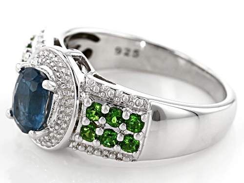 .89ct oval chromium kyanite with 1.36ctw round chrome diopside rhodium over sterling silver ring - Size 8