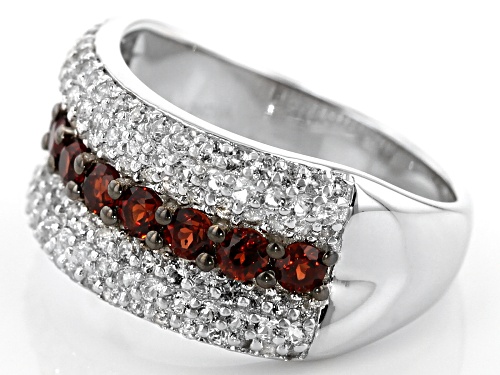 .85ctw Round Pyrope Garnet With 1.25ctw Round White Topaz Sterling Silver Band Ring - Size 8
