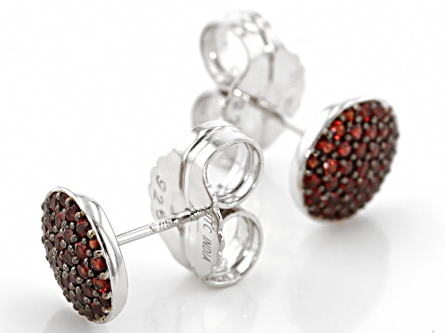 .83ctw Round Pyrope Garnet Cluster Sterling Silver Button Earrings