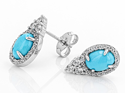 Sleeping Beauty Turquoise & Zircon Sterling Silver Earrings