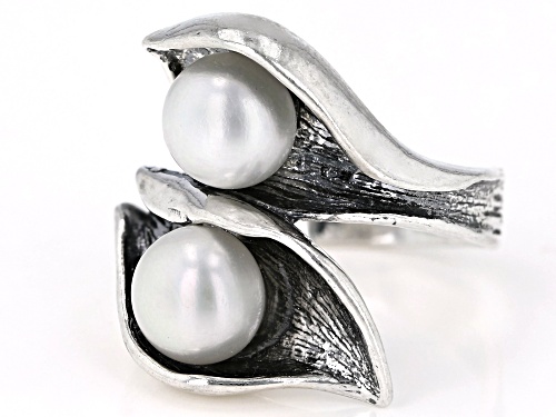 8mm White Cultured Freshwater Pearl Sterling Silver Ring - Size 12