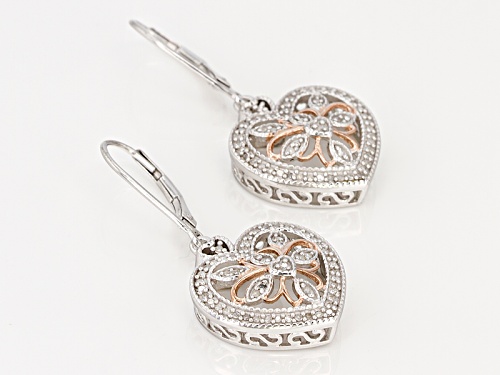 .33ctw Round White Diamond Rhodium And 14k Rose Gold Over Sterling Silver Earrings