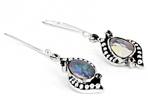 Artisan Collection of India™ 0.83ctw Ethiopian Opal & 0.02ctw White Topaz Sterling Silver Earrings