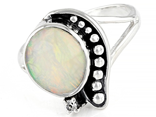Artisan Collection of India™ 0.77ct Ethiopian Opal & 0.05ct White Topaz Sterling Silver Ring - Size 9
