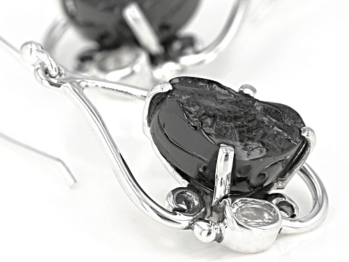 Artisan Collection Of India™ Rough Shungite With 0.34ct Crystal Quartz Sterling Silver Earrings