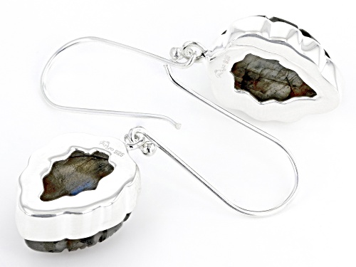 Artisan Collection of India™ 12.50ctw Pear Hand Carved Labradorite Sterling Silver Earrings