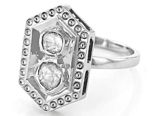Artisan Collection of India™ Polki Diamond Foil-Backed Sterling Silver Ring - Size 11