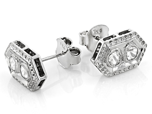 Artisan Collection of India™ Foil-Backed Polki Diamond Sterling Silver Stud Earrings