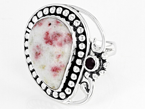 Artisan Collection Of India™ Free-Form Rosalinda And 0.14ct Round Ruby Sterling Silver Ring - Size 9