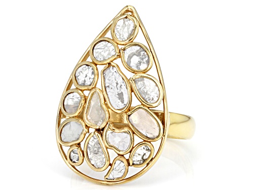 Artisan Collection Of India™ Polki Diamond 18k Yellow Gold Over Sterling Silver Ring - Size 10