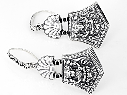 Artisan Collection of India™ 0.07ctw Black Spinel Sterling Silver Goddess Earrings