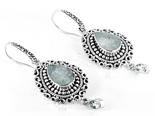 Artisan Collection Of India™  15x10mm Aquamarine and 0.54ct Blue Topaz Sterling Silver Earrings