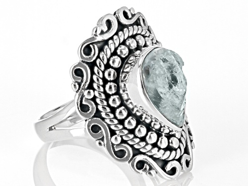 Artisan Collection Of India™ 12x8mm Rough Aquamarine Sterling Silver Ring - Size 9