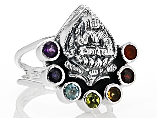 Artisan Collection Of India™ 0.95ctw Round Multi Stone Sterling Silver Ring - Size 8