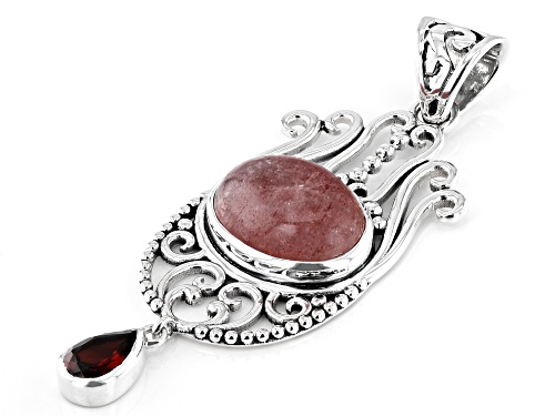 Artisan Collection Of India™ 16x12mm Strawberry Quartz And Garnet Sterling Silver Pendant