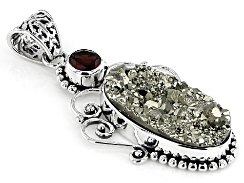 Artisan Collection of India™  41.34ct Pyrite & Garnet Sterling Silver Pendant