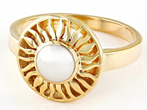 Artisan Collection of India™ 6mm Cultured Freshwater Pearl 18K Yellow Gold Over Sterling Silver Ring - Size 8