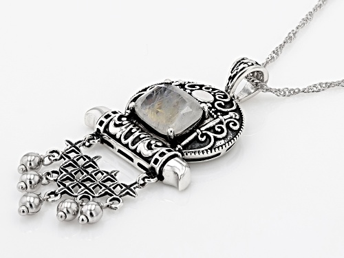 Artisan Collection of India™ 10x8mm Rainbow Moonstone Sterling Silver Pendant With Chain