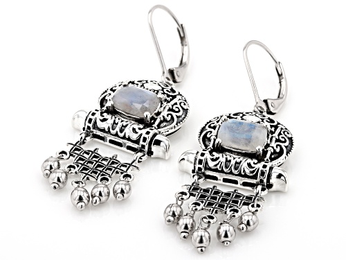 Artisan Collection of India™ 8x6mm Rainbow Moonstone Sterling Silver Chandelier Earrings