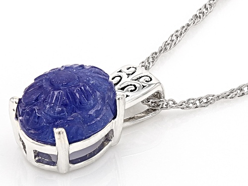 Artisan Collection of India™ 11x9mm Carved Tanzanite Sterling Silver Floral Pendant