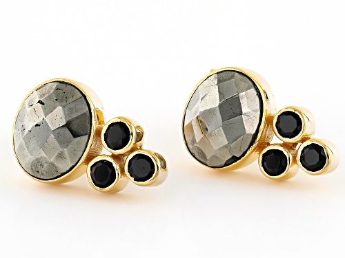 Artisan Collection of India™ Pyrite & Black Onyx 18K Gold Over Sterling Silver Earrings