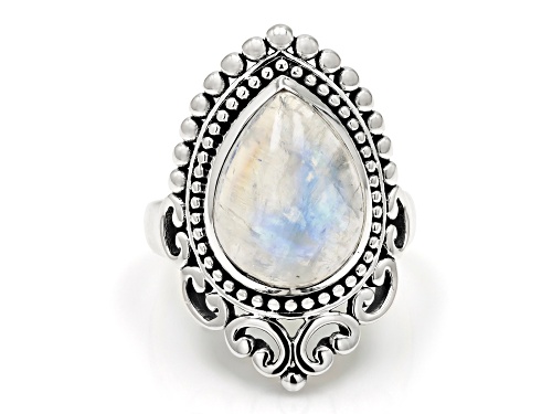 Artisan Collection of India™ 12x16mm Rainbow Moonstone Sterling Silver Solitaire Ring - Size 7