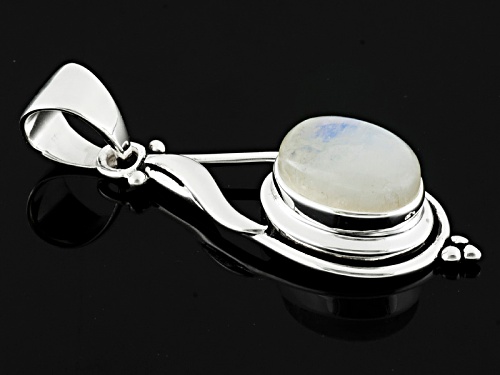 Artisan Gem Collection Of India, Oval Rainbow Moonstone Sterling Silver Pendant