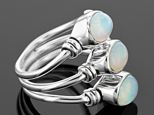Artisan Gem Collection Of India, 1.76ctw Oval Cabochon Ethiopian Opal Sterling Silver 3-Stone Ring - Size 9