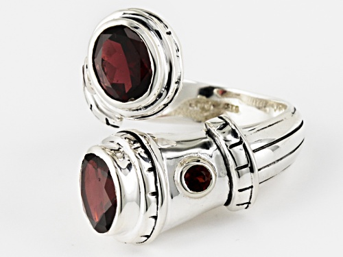 Artisan Gem Collection Of India, 4.25ctw Oval And Round Vermelho Garnet™ Silver Bypass Ring - Size 5