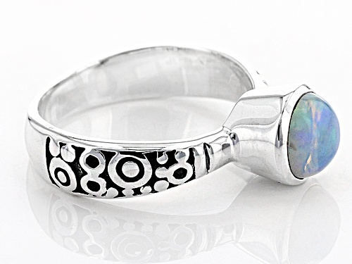Artisan Gem Collection Of India, .79ct Round Ethiopian Opal Sterling Silver Solitaire Ring - Size 8