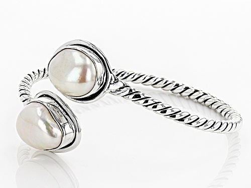 Artisan Collection Of India™ Free Form Cultured White Freshwater Pearl Silver Bypass Bracelet