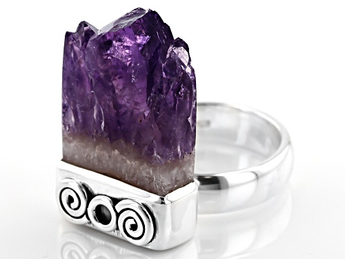 Artisan Collection Of India™  Free Form Amethyst Stalactite Silver Solitaire Ring - Size 6