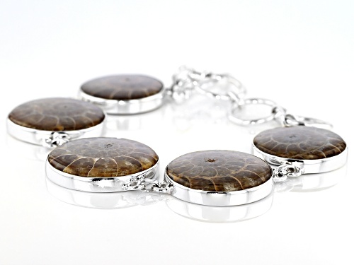 Artisan Collection Of India™  22mm-26mm Round Ammonite Sterling Silver Bracelet - Size 8