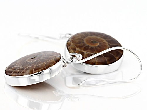 Artisan Collection Of India™ 20mm Round Ammonite Sterling Silver Dangle Earrings