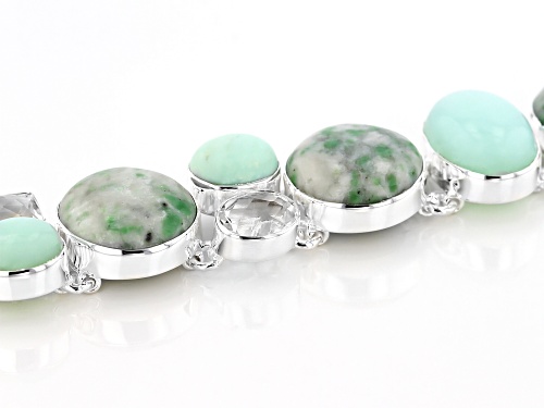 Artisan Collection Of India, Green Garnet in Matrix, Green Opal & 7.56ctw Crystal Quartz Bracelet - Size 7