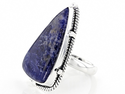 Artisan Collection Of India™ 30x16mm Fancy Triangle Shape Sodalite Silver Solitaire Ring - Size 7