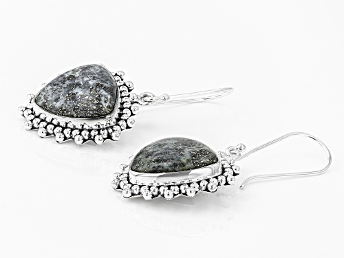 Artisan Collection Of India™ 17mm Trillion Pyrite In Chalcedony Solitaire Silver Dangle Earrings